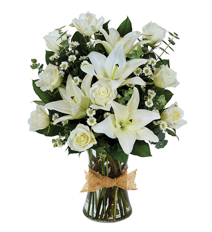 All White Tribute Mixed Vase Arrangement